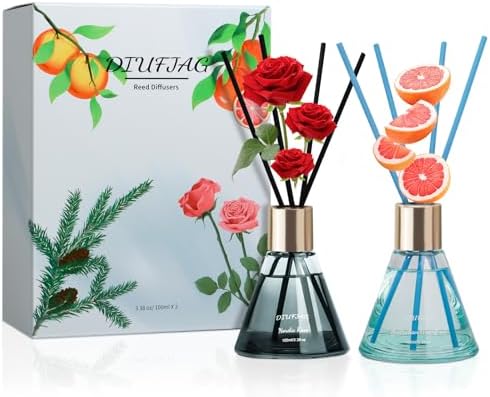 Rose Grapefruit Reed Diffusers with 16 Fiber Sticks,200ml Scent Diffuser for Bedroom Bathroom Living Room,Last Up 45 Days