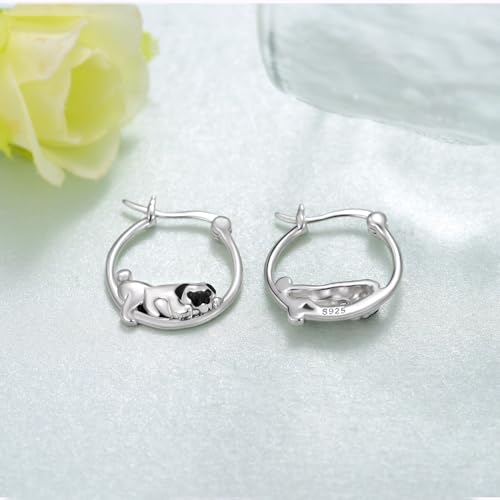 S925 Sterling Silver Dog Hoop Earrings Cute Dog Jewelry Gifts for Women