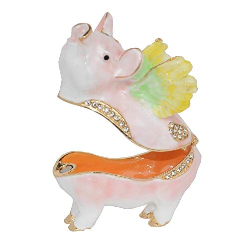 Sculpture cochon en métal émaillé et ornements décoratifs faits main