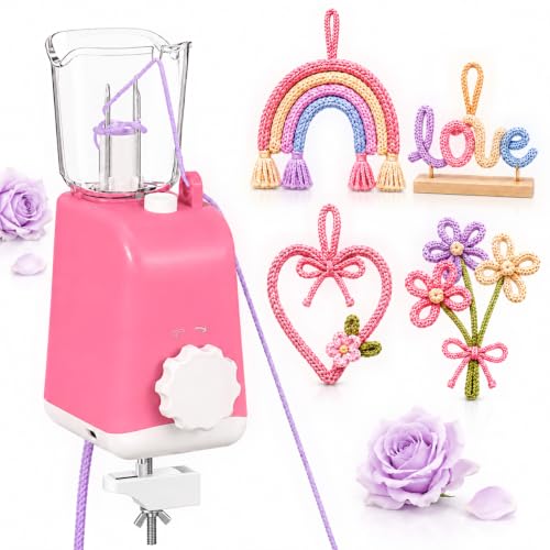 NUOBESTY Automatic I-Cord Knitting Machine, USB-C Cord Maker, Pink