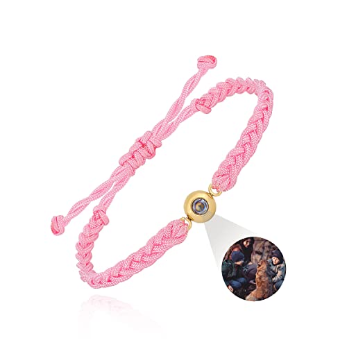 Sterling Silver Custom Photo Bracelet, Hand Woven Rope Design, Personalized Memory Bracelet For Him/Her