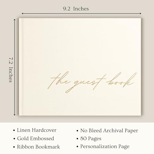 Paperell Wedding Guest Book – Guest Book for Wedding Reception with Linen Hardcover & Gold Foil Embossing – Unlined, No-Bleed Pages – Perfect Keepsake for Sign-Ins & Polaroids – Ivory by Paperell - Image 4