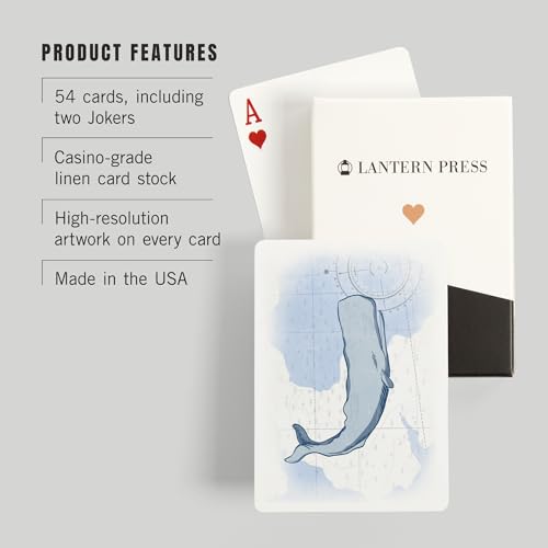 Baraja de juego Whale, Blue, 52 cartas tamaño póker miniatura 3