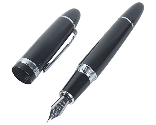 Naisidier Stylo Plume Jinhao 159 Calibre Large Stylos Lisse Sans Fuite de l'Encre, Parfait pour Amateurs d'Art Etudiants 1 pcs Noir