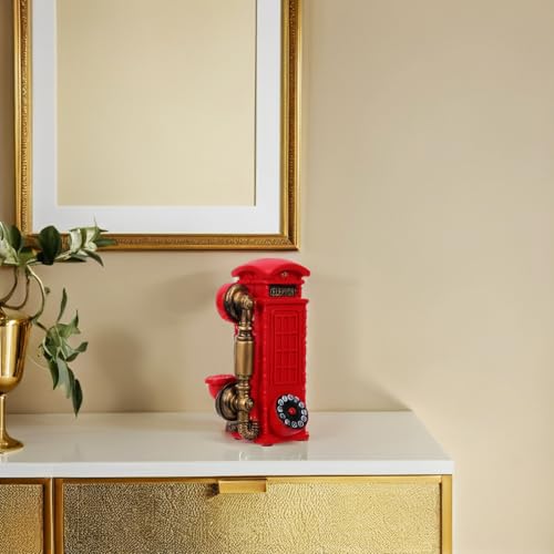 Cabina de teléfono roja de resina para renovar la decoración del hogar sosa 5