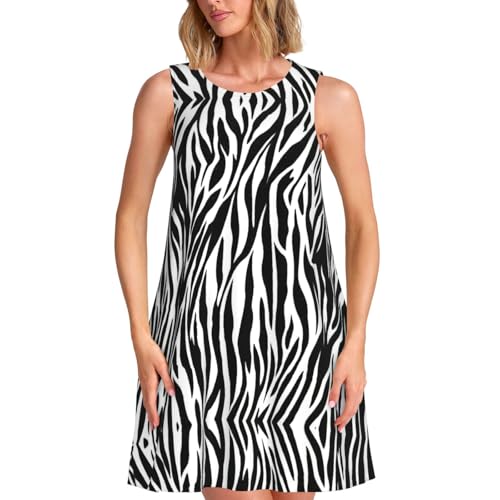 Robe t-shirt zèbre pour femme au style ample et décontracté d'été