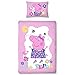 Peppa Pig - Parure de lit réversible pour enfant - Violet/rose - Housse de coussin 100 % coton 40 x 60 cm - Housse de couette 100 % coton 100 x 135 cm - avec fermeture Éclair