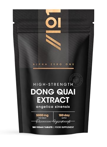 Dong Quai Extract 5000mg – 180 Vegan Tablets – High Strength 100:1 Angelica Sinensis Extract Supplement – Resealable and Recyclable Pouch by Alpha01