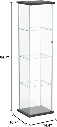 Miniatura 2 de JT Vitrina de cristal con 4 estantes con puerta, fácil de instalar, vidrio templado sólido, estantería Curio de pie para sala de estar, dormitorio,