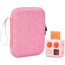 YouKnow Card Holder for Yoto Cards Kids Accessory, Soft Portable Folder with Zipper & 96 Pockets Player & Mini Audiobook Cards, Card Binder Case with Yoto Mini Silicone Case for Travel Pink