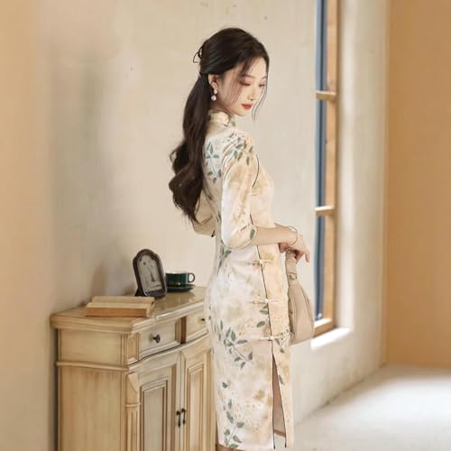 Robe cheongsam boutons osmanthus pour réceptions et soirées - 4