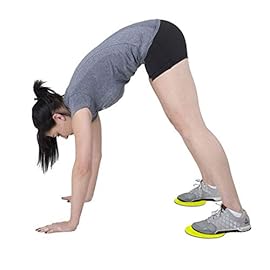 Synergee Yellow Core Sliders. Dual Sided Use on Carpet or Hardwood Floors. Abdominal Exercise Equipment