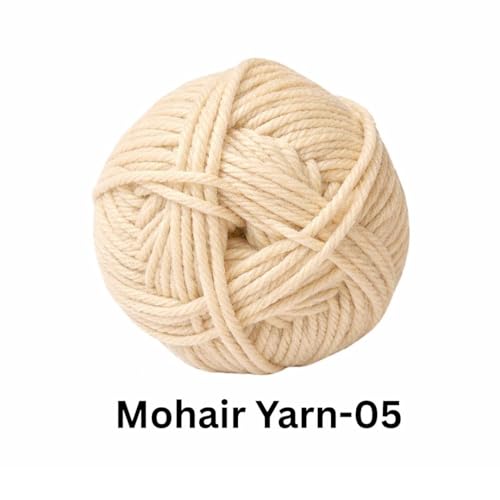 Image of VCR Mohair Nylon Beige Yarn, 100 Grams Hank, 196 Meters Length, Acrylic 75%, Mohair Nylon 25%, Pack of 1 Yarn, Soft Crosia Threads, Suitable for Winter Garments.
