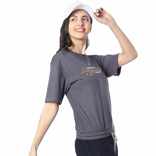 Image of London Hills Women's Cotton Oversized Fit Printed T-Shirt Half Sleeve Oversized t Shirts Drop Shoulder Tshirt