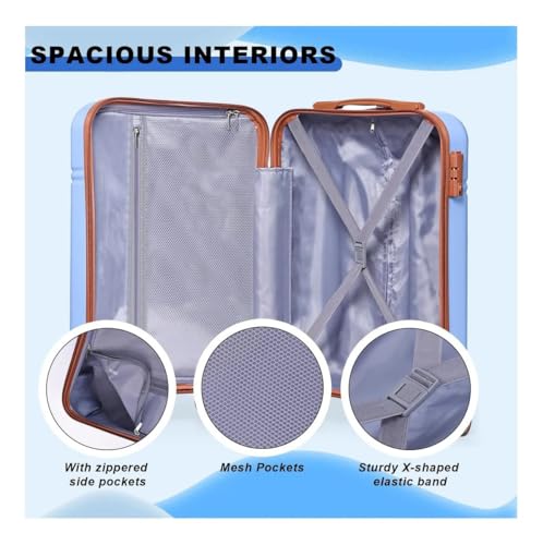 Image of Turtle Trek 20 inch Trolley Bag for Men & Women 8 Wheels Bag Hard Case Polycarbonate Luggage with 360 Degree Spinner Wheels, Combination Lock, Telescopic Handle, Suitcase for Travelling (Blue)