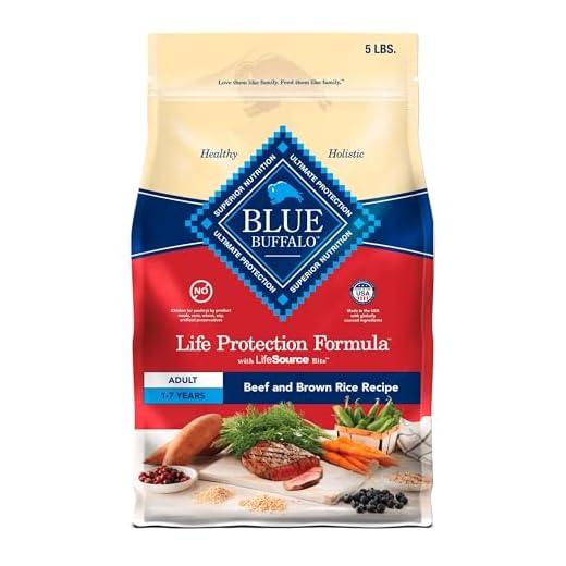 Blue Buffalo Life Protection Formula Adult Dry Dog Food, Helps Build and Maintain Strong Muscles, Made with Natural Ingredients, Beef & Brown Rice Recipe, 5-lb. Bag