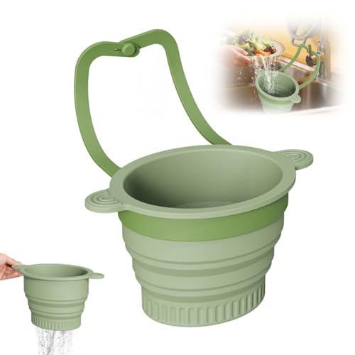 Silicone Faucet Hanging Strainer Collapsible & Foldable Drain Basket for Sink Hanging Food Catcher with Faucet Clip Easy Storage Vegetable Fruit Colander