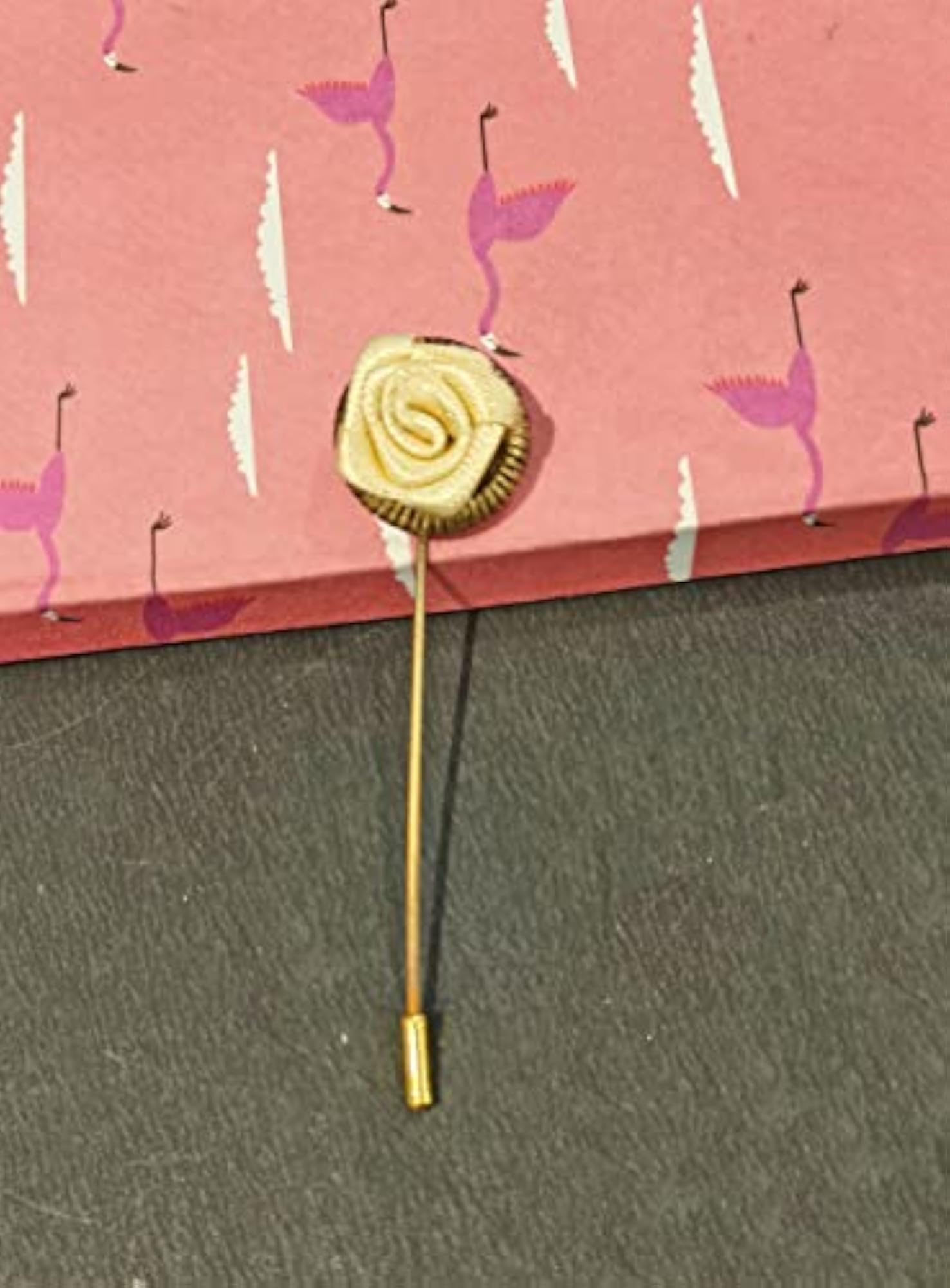 Unisex Gold Plated Ribbon Rose Floral Brooch Lapel Pin
