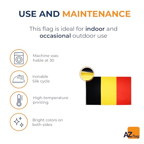 Image of AZ FLAG - Belgium Flag - 3x5 Ft - 100D Polyester Belgian Banner with Two Metal Grommets - Fade Resistant - Vivid Colors - 3' x 5' Feet - 150x90 Cm