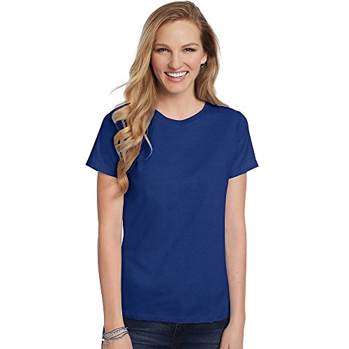 Hanes Women's Relaxed Fit Jersey ComfortSof Crewneck T-Shirt_Deep Royal_L