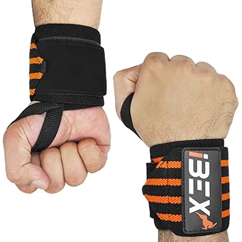 IBEX Weight Lifting Wrist Wraps with Elastic Thumb Loop & Velcro Support - Strongly Stitched Straps with Extended length for Gym workout Weight Lifting Exercise Cover