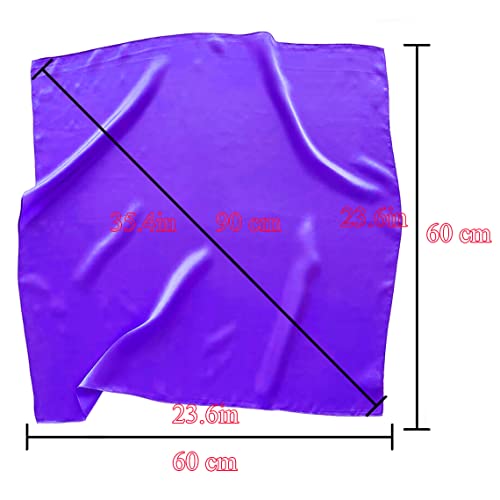 Lastclream Chiffon Square Neck Scarves for Women Handkerchief Retro Satin Ribbon Scarf for Hair Wrapping 23.6" 26"4