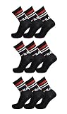 Lieferung: 9 Paar FILA 9 Paar Socken, Street Sport Socks im 9er Set, Einfarbig mit Streifen, Unisex 35-38,39-42,43-46 (43-46 (9-11 UK), Schwarz (200))