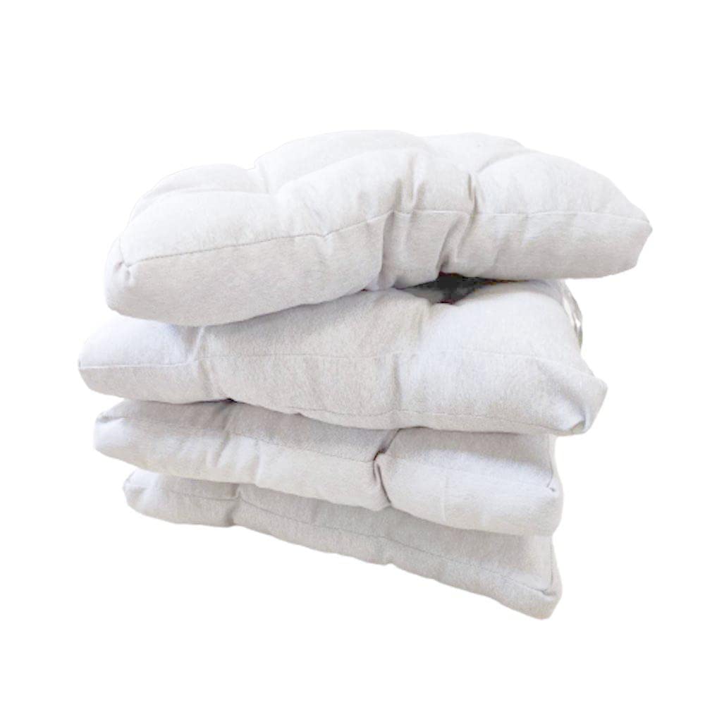 Pack de 4 Cojines para Sillas Acolchados 45 x 45 cm, Relleno de Algodón 5cm de altura, Efecto tridimensional, Cojin de silla Ideal para la decoracion de Cocina y Salones, Comedor y terrazas. (Beige)