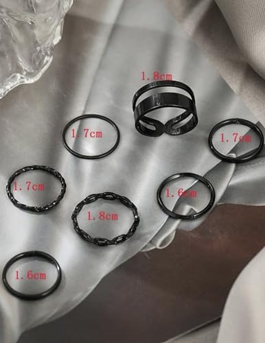 Generic 7 pc Ring set Black Chain Design Simple One Size4