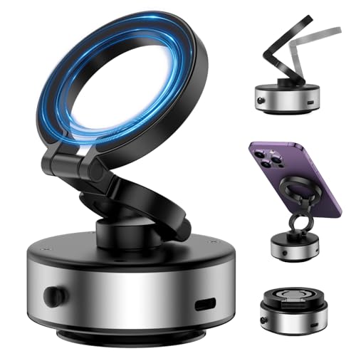 taduno Electric Vacuum Magnetic Suction Phone Mount, 360 Rotatable Car Magnetic Phone Holder, Vacuum Suction Phone Holder for Car, Universal Magnetic Car Mount for Smooth Surface(Silver Upgraded)