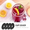 Joyclub 4 Pack Acrylic Lids for 16 oz Glass Cups with Bamboo Lids and Straws Reusable Iced Coffee Cup Beer Can Drinking Glasses for Smoothie Whiskey Boba Soda Tea Gift (Black) #4