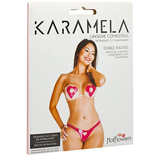 HotFlowers Essbare Pasties Karamela für Frauen - Sexy Candy Dessous Unterwäsche Nippel Covers - Essbare Pasty Panties und BH, Erdbeere mit...