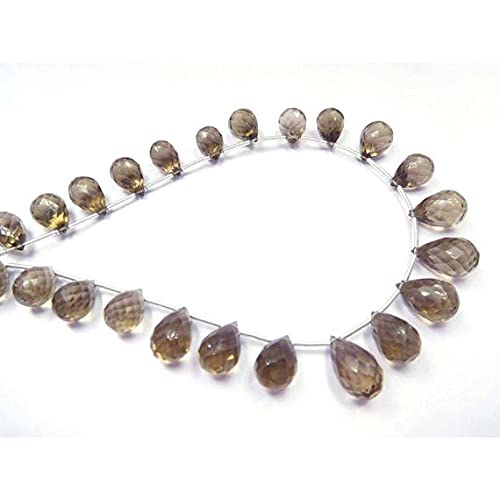 Perles quartz fumé naturel facetté en goutte de 6x10-7x12mm pour bijoux