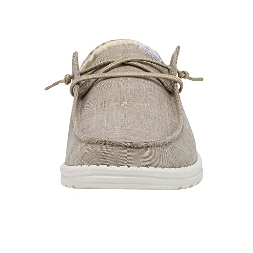 Image of HEYDUDE Women's Wendy Sheen Beige Size 8 | Women's Shoes | Women's Lace Up Loafers | Comfortable & Light-Weight