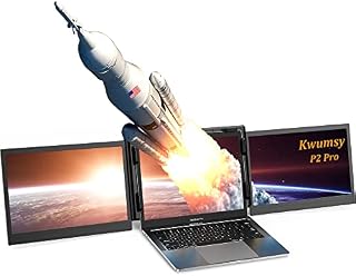 TMSAOKY Kwumsy P2 Pro 13.3" Compatible with 13.3"-16.5" Notebook/Mac Support Mac M1/M2 2021 Triple Portable Monitor Realize ONE Cable Connection External Dual Monitor FHD 1080P Laptop Screen Extender