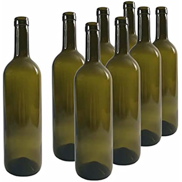 DIAH - butelki do wina ze szkła bordowy 0,75 l (750 ml) do produkcji wina domowego (8 x butelek z oliwek)