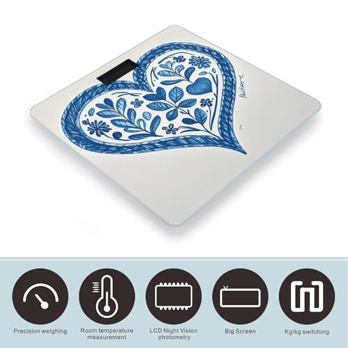 Balanza digital para baño con diseño de corazón y vidrio templado miniatura 3