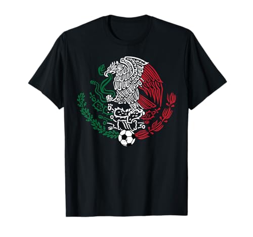 Mexico Flag Eagle Soccer T-Shirt for Men Women Kids