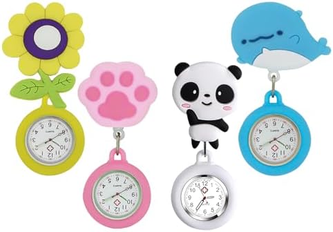Montre Broche Infirmière - Mouvement Quartz - Clip Rétractable 60 Cm - Silicone - Motif Shiba Inu