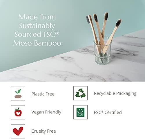 Wild & Stone | Organic Adult Bamboo Toothbrush | Four Different Pattens | Medium Fibre Bristles | 100% Biodegradable Handle | Vegan Eco Friendly Bamboo Toothbrushes
