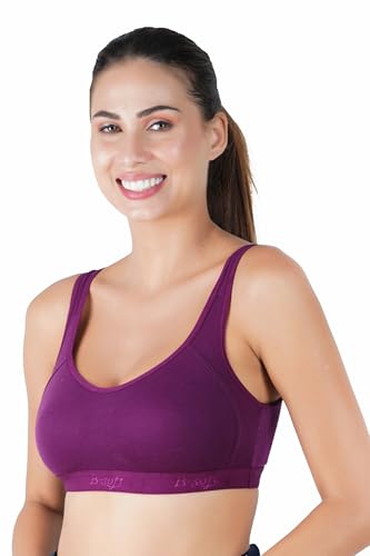 Image of (MSB-204 Premium Seamless Non-Padded Wire Free Slip On Sports Bra Low Impact Workout & Activewear Sports Bra for Women