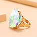 Big Diamond Heart Promise Open Band Ring for Women Vintage CZ Gold Plated Adjustable Expandable Geometric Statement Rings Comfort Fit Fashion Engagement Wedding Birthday Christmas Jewelry Gift (White AB)
