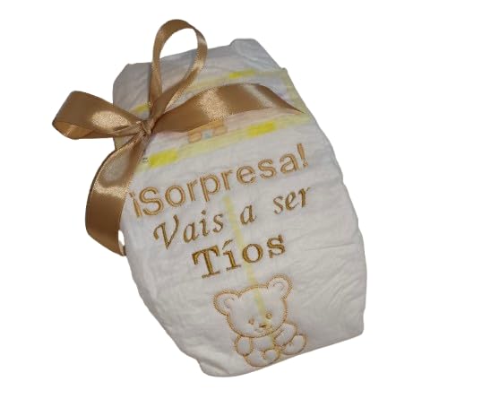 Pañal Bordado Bebé Vais a ser Tíos (Tonos Camel)