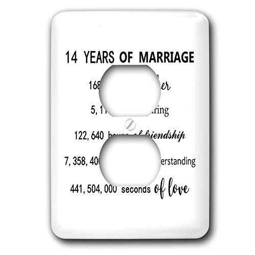 3dRose InspirationzStore - Anniversaries - 14 Years of Marriage 14th Wedding Anniversary in months days hours - 2 plug outlet cover (lsp_318801_6)