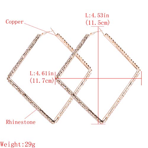 Wekicici Large Rhinestone Hypoallergenic Hoop Earrings Exaggerate Big Crystal DiamondHoop Earrings Earrings for Women Fashion Wedding Accessories(Silver)4