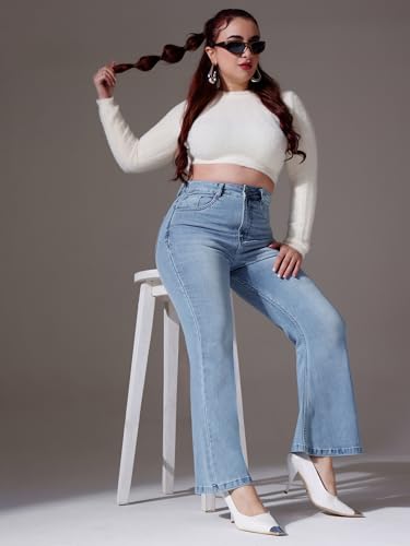 Image of Miss Chase A+ Women's Bootcut High Rise Regular Stretchable Denim Jeans