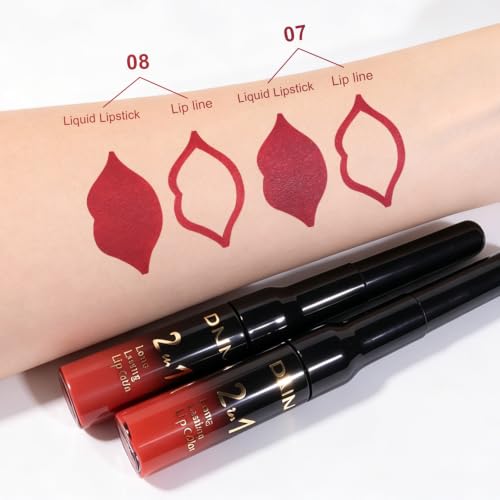 Image of evpct Brick Red Liquid Lipstick Lip Liner 2in1 for Long-lasting Lip Makeup