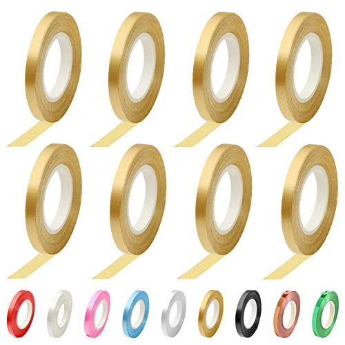 Bealif 9 Rolls Gold Curling Ribbons for Gift Wrapping 5mm Crimped Ribbon String Bow Ribbon for Crafts Flower Sweet Cupcake Bags Xmas Festival Wedding Birthday Decorations (10M/Roll)