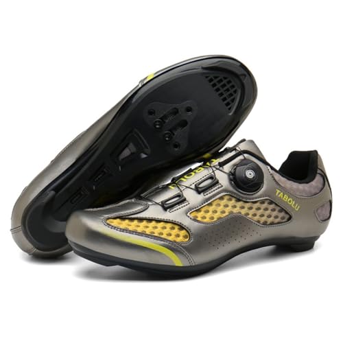 Mateju Zapatillas Ciclismo Carretera Hombre Mujer, 36-47 EU Zapatillas Bicicleta Carretera Hombre con Calas Respirables Antideslizantes para Deportes al Aire Libre (TT15 Gris,42)
