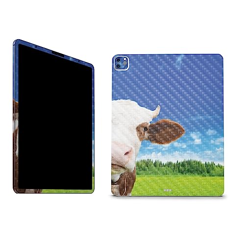 Image of MightySkins Carbon Fiber Skin Compatible with Apple iPad Pro 12.9 inch M2 6th Gen (2022) Full Wrap Kit - Cow Face | Protective, Durable Textured Carbon Fiber Finish | Easy to Apply | Made in The USA